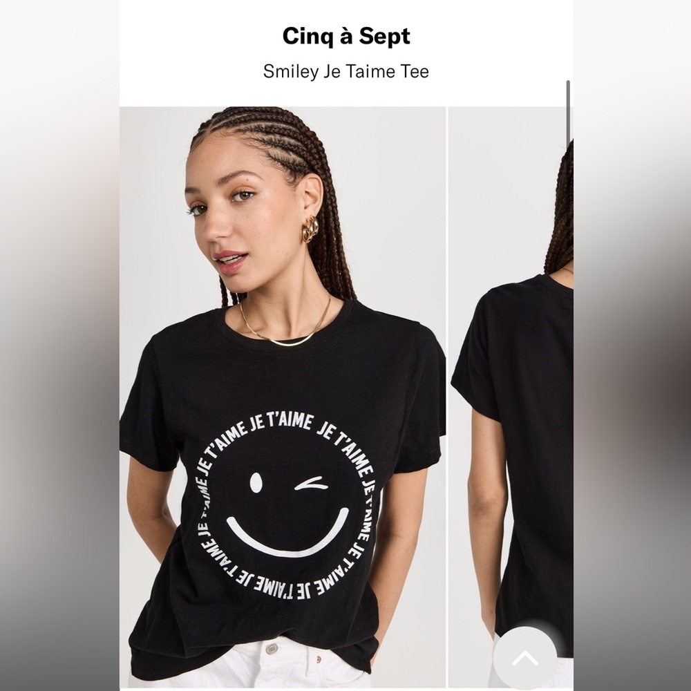 NWT Cinq à Sept Smiley Je Taime Tee